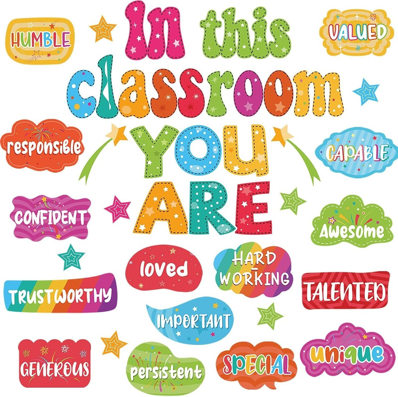 31Pcs Retro Colorful Bulletin Board Signs for Back to School Supplies